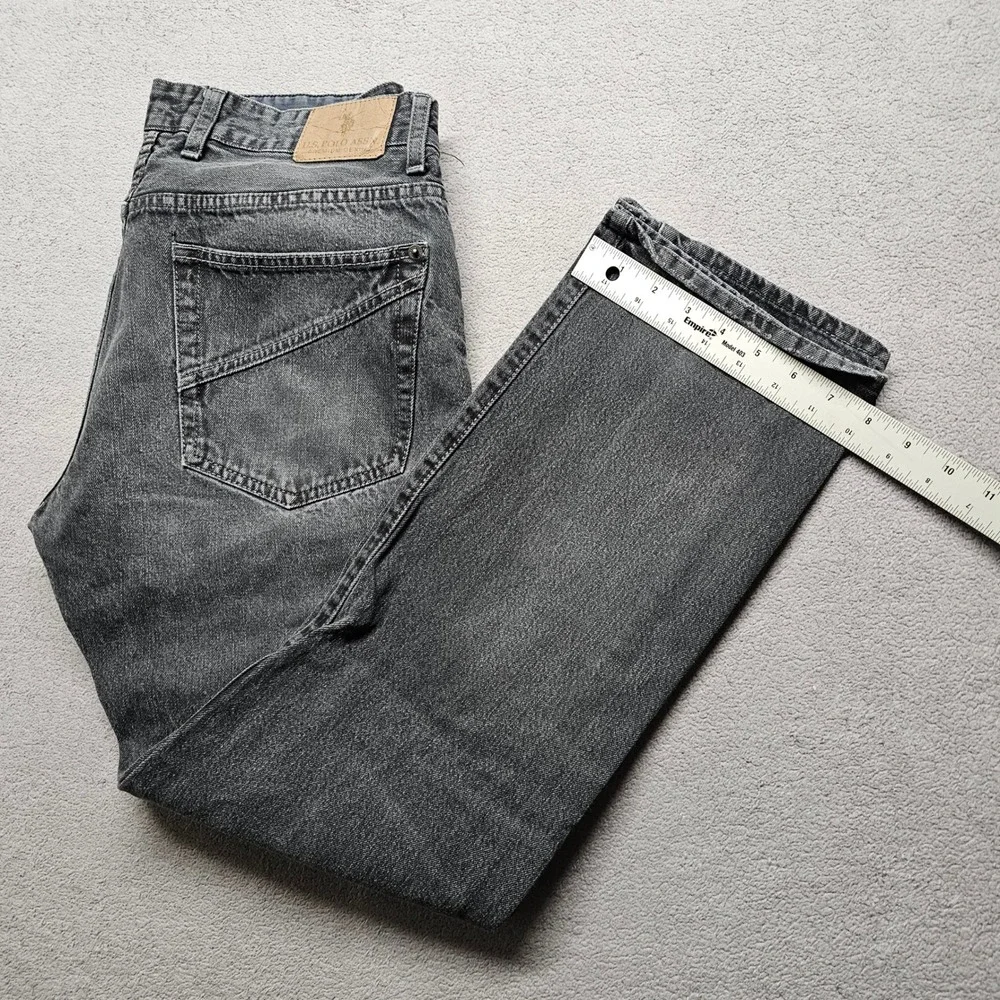 US Polo Assn Premium Denim Jeans Mens 33x30 Gray Straight Leg Faded Casual